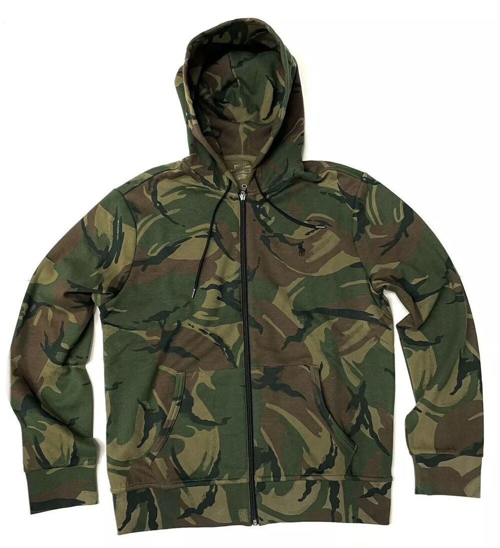 Polo Ralph Lauren Full Zip Hoodie Jacket Camo Mens Sz M DOUBLE KNIT NWT